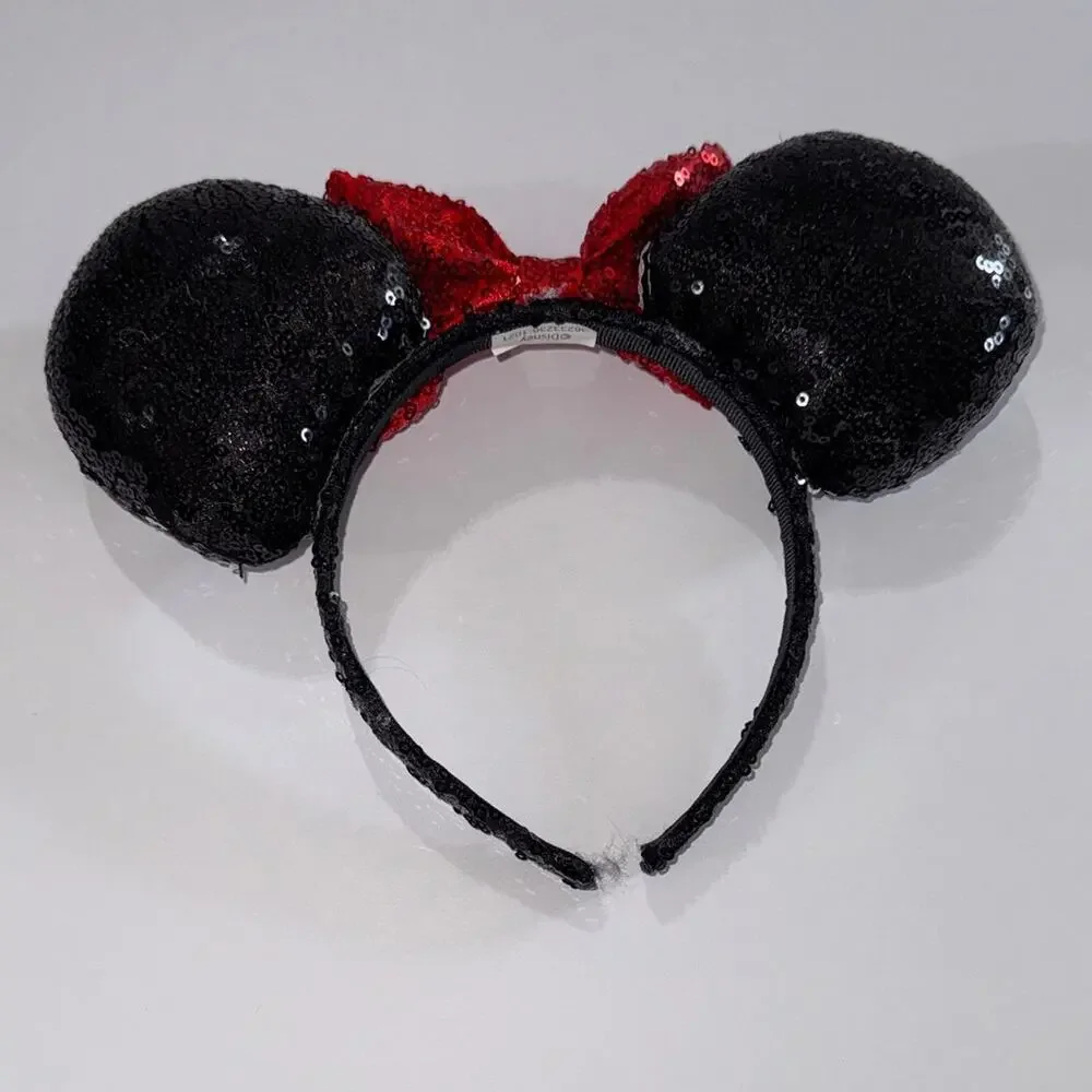 Disney Sequin Polka Dot Ears with Red Bow Headband